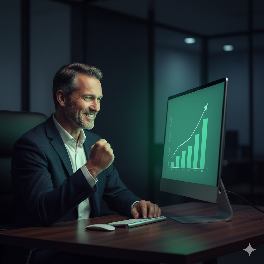 Javier con su computadora de escritorio