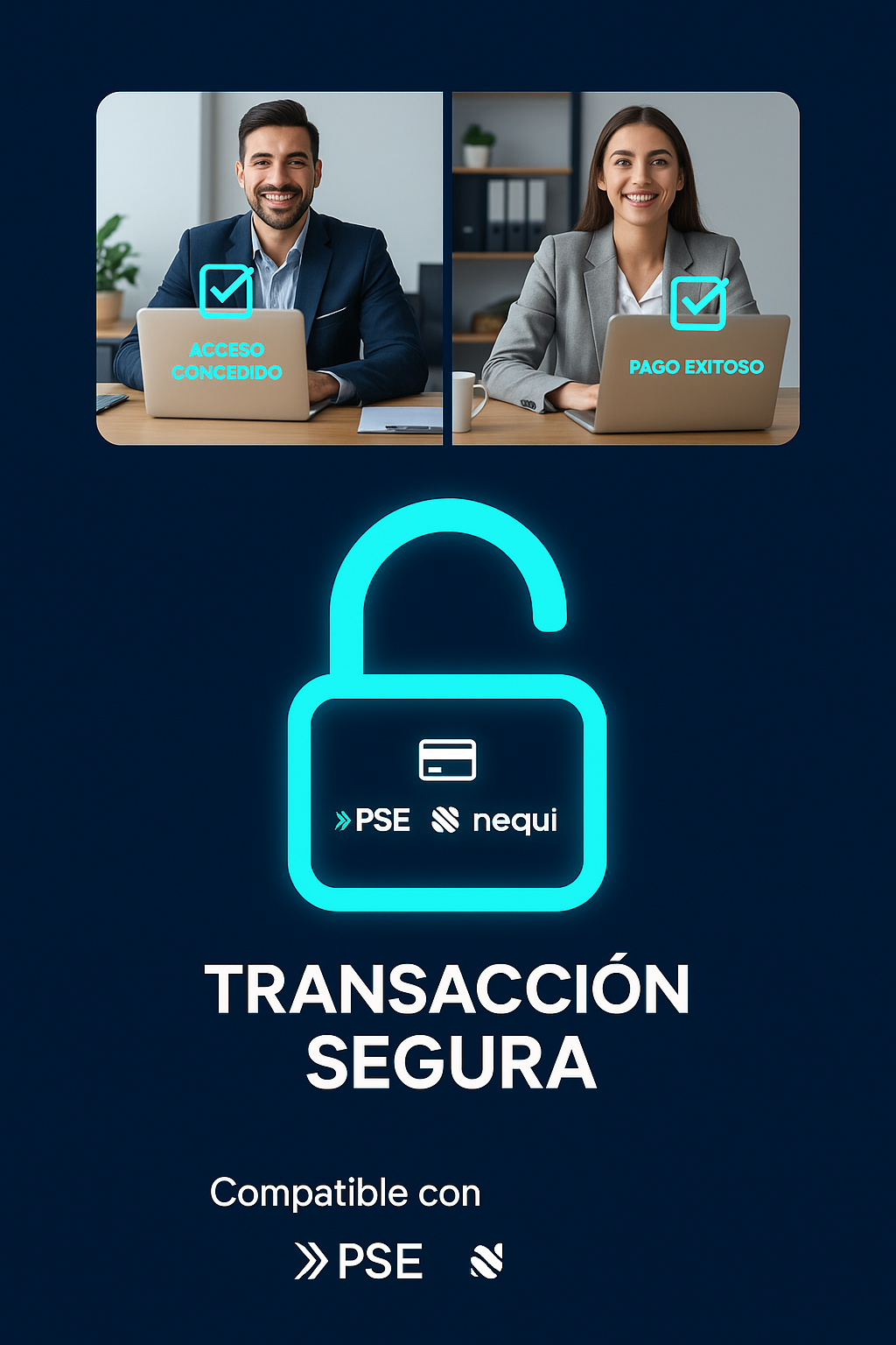 Profesionales felices recibiendo un producto digital